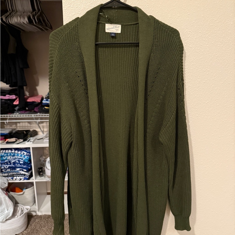 Oversized Long Green Cardigan Sweater